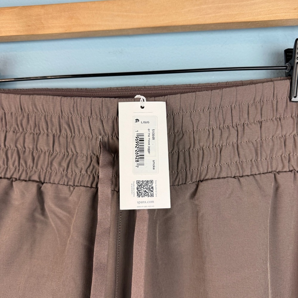 NEW Spanx On The Move Jogger Womens Large Smoke Brown Pull On Performance Pants - Picture 3 of 7